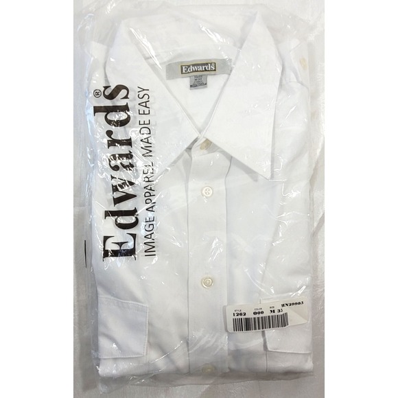 Edwards Men's Long Sleeve Navigator Shirt w/ Front Pockets #1262 - White - M - Picture 2 of 2